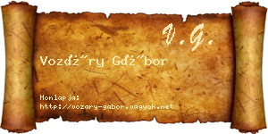 Vozáry Gábor névjegykártya